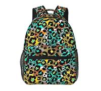 Borse a tracolla per libri a tracolla con motivo leopardato leggero giallo arancione verde per adulti Borsa a tracolla di grande capacità con spallacci regolabili per il lavoro di trekking a piedi i