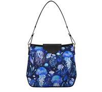 Borse a tracolla per ragazze e adolescenti, pochette con cinghie rimovibili per infermiere, viaggi, lavoro, meduse marine fiori blu elettrico