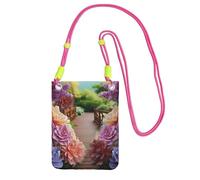 Borse a tracolla piccole da donna borsa per telefono cellulare borsa impermeabile borsa per telefono colorato fiori fiori fioriti portafogli marsupio marsupio marsupio fucusia, taglia unica