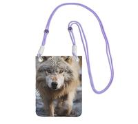 Borse a tracolla piccole da donna borsa per telefono cellulare impermeabile borsa per telefono cellulare borsa a portafoglio con lupo che cammina, viola, taglia unica