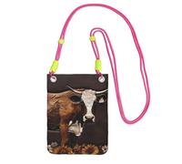 Borse a tracolla piccole per le donne borsa del telefono cellulare borsa impermeabile del telefono della mucca in pelle marrone Borse del raccoglitore Fanny Pack