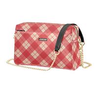 Borse a tracolla piccole per le donne in pelle vegana a quadretti scozzesi borsa a tracolla con zip borse a mano a tracolla rosse