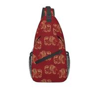 Borse A Tracolla Red Mandala African Elephant Zaino Monospalla Casual Multiuso Pacchetto Da Viaggio Per Spalle, Per Camminare, Ciclismo, Viaggio