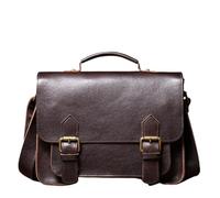 Borse a tracolla retrò in vera pelle for uomo e donna, borsa a in di vacchetta naturale, casual lusso Cambridge Bags(Dark Brown)