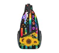 Borse A Tracolla Siberian Husky Dog Tie Dye American Flag Zaino Alla Moda Multiuso Traspirante Borse Per Imbracatura, Per Camminare, Correre, Uomo, Donna