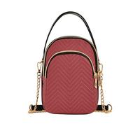 Borse a tracolla singola Tiziano rosso trapuntato borse per telefono con tracolla a catena carino cerniera designer bombetta Tote, 15 cm × 21,1 cm × 7,9 cm