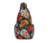 Borse A Tracolla Sugar Skulls And Flowers Zaino Alla Moda Casual Cintura Regolabile Borsa A Tracolla, Per Camminare, Viaggio, Ciclismo