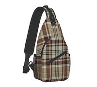 Borse a tracolla sul petto da uomo e da donna Zaini con motivo scozzese grigio tartan per viaggi all'aperto, corsa, borse a tracolla casual alla moda