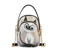 Borse a tracolla trapuntate alla moda con gatto carino cartone animato con multi tasche borsa a mano per le donne per le signore