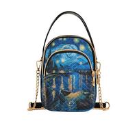 Borse a tracolla trapuntate da donna, Vincent Van Gogh Starry Night Borse a tracolla da donna piccole borse da viaggio borsa per telefono, Multi, 5.91x3.15x8.27in