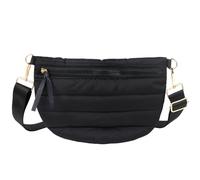 Borse a tracolla trapuntate per le donne Puffer Fanny Pack Sling Bag Puffy Chest Belt Bum Waist Purse Shoulder Bag per le donne, nero, 12 inches x 8 inches x 0.6 inches