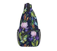 Borse A Tracolla Watercolour Blue Iris Flowers Pacchetto Frontale A Spalla Cintura Regolabile Traspirante Borsello Tracolla, Per Escursionismo, Viaggio, Scuola