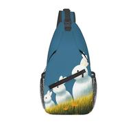 Borse A Tracolla White Rabbit On The Grassland Prints Pacchetto Frontale A Spalla Casual Cintura Regolabile Borsa A Tracolla, Per Camminare, Correre, Donna, Escursionismo