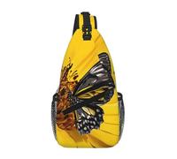 Borse A Tracolla Yellow Sunflowers With Red Butterfly Zaino Spalla Traspirante Cintura Regolabile Pacchetto Da Viaggio Per Spalle, Per Viaggio, Donna, Escursionismo, Lavoro