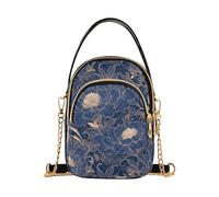 Borse alla moda da donna con peonia floreale blu navy oro borse a tracolla con multi tasche borse per le signore