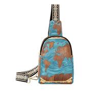 borse antiche alla moda mappa del mondo per ragazze multiuso fanny pack borse a tracolla per il viaggio