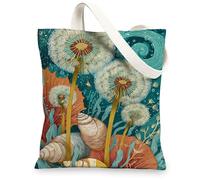 Borse artistiche in tela, motivo conchiglie oceaniche, borse per la spesa riutilizzabili, leggere e lavabili, con tracolla per palestra, viaggi, spiaggia, picnic, 33 x 38 cm
