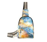 borse blu di Yllow dell'illow dell'acquarello alla moda per la borsa del corpo trasversale di cuoio degli uomini per il, Acquerello luce stradale yllow blu