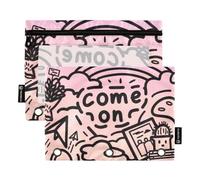 Borse colorate dipinte a mano graffiti con cerniera con finestra trasparente con cerniera con occhielli rinforzati con cerniera, astuccio a 3 anelli per forniture scolastiche da ufficio