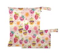 Borse con cerniera per bagnato, confezione da 2 elementi essenziali da viaggio per bambini con manici per fare il bagno, yoga (frutta)