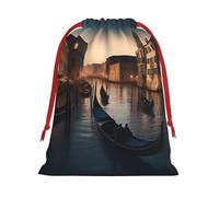 Borse con coulisse di Natale con stampa notturna di Venezia, sacchetti regalo per feste di nozze, artigianato fai da te, Natale, regali