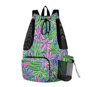Borse con coulisse per uomo donna borsa da nuoto con cordino con porta bottiglia d'acqua separazione asciutta bagnata