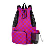 Borse con coulisse per uomo donna borsa da piscina con porta bottiglia d'acqua borsa zaino a corda separazione asciutto umido Buffalo plaid check rosso viola