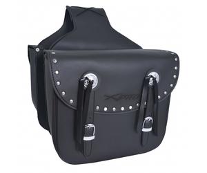 Borse Coppia Bisacce Rigide Borchie Cromate Custom Moto Nero Saddle bags