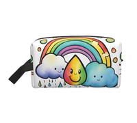 Borse cosmetiche arcobaleno nuvole goccia di pioggia per le donne piccola borsa di trucco per la borsa del sacchetto di trucco del sacchetto di trucco di viaggio con la chiusura lampo, Nuvole