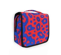 Borse cosmetiche blu e rosse con stampa leopardata con gancio appeso borse da viaggio cosmetici impermeabili per le donne con scomparti e maniglia