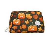 Borse cosmetiche con stampa a fiamma indaco,Borsa di trucco in pelle piccola per la borsetta,Sacchetto cosmetico,Pochette da toilette per le donne da viaggio, Happy Thanksgiving Day Pumpkin, Taglia