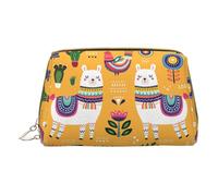 Borse cosmetiche con stampa di rose succulente di cactus, borsa di trucco in pelle piccola per la borsa, sacchetto cosmetico, pochette da toilette per donne da viaggio, Animale sveglio dell'alpaca del