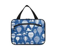 Borse cosmetiche da appendere blu navy con mongolfiera pop per le donne da viaggio con gancio, borsa da toilette impermeabile portatile di design per papà Camping bolso para maquillaje L