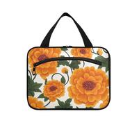 Borse cosmetiche da appendere con fiori vintage gialli per le donne con gancio, borsa da toeletta lavabile di design per gli elementi essenziali da viaggio per le donne vacanze bolsas para maquillaje