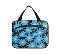 Borse cosmetiche da appendere in stile Art Deco con margherite blu fluorescenti per le donne da viaggio con gancio, borsa per il trucco essenziale di design organizer per viaggio must have WC bolso de