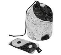 Borse cosmetiche da viaggio Borsa per il trucco a secchiello, Simbolo classico Bagua Array Diagramma Donne Custodie pieghevoli Portatili, Multifunzionale Toilette Secchio Borse Rotondo Organizer
