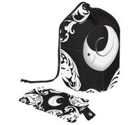 Borse cosmetiche da viaggio Borsa per il trucco a secchio, Diagramma a matrice Bagua scuro Custodie pieghevoli portatili da donna, multifunzionali Borse da toilette Secchio Borse rotonde Organizer