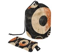 Borse cosmetiche da viaggio Borsa per il trucco a secchio, Diagramma astratto Bagua Array Diagramma Donne Custodie pieghevoli Portatili, Multifunzionale Toiletry Bucket Bags Round Organizer Storage,