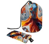 Borse cosmetiche da viaggio Borsa per il trucco a secchio, Pittura a olio astratta di ragazze che ballano custodie pieghevoli portatili, borse multifunzionali da toilette borse rotonde organizer,