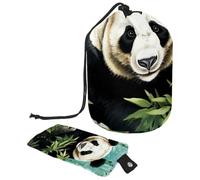 Borse cosmetiche da viaggio Borsa per il trucco, Art Panda nella foresta di bambù Custodie pieghevoli portatili da donna, multifunzionali Borse da toeletta Secchio Borse rotonde Organizer Storage,