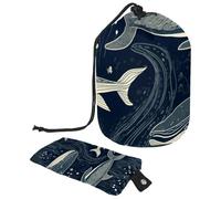Borse cosmetiche da viaggio Borsa per il trucco, Fantasy Deep Sea Whale Women Custodie pieghevoli portatili, multifunzionali Borse da toeletta Secchio Borse rotonde Organizer Storage, Balena d'Mare