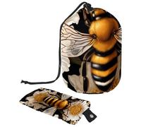 Borse cosmetiche da viaggio Borsa per il trucco, Nature Bee Flowers Donne Custodie pieghevoli portatili, Multifunzionale Toilette Secchio Borse rotonde Organizer Storage, Fiori Natura Ape,