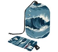 Borse cosmetiche da viaggio Borsa per il trucco, Navy Sea Barca a vela Faro Donne Custodie pieghevoli portatili, Multifunzionale Toilette Secchio Borse Rotondo Organizer Storage, Faro della barca a