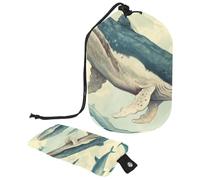 Borse cosmetiche da viaggio Borsa per il trucco, Vintage Whale Deep Sea Women Custodie pieghevoli portatili, Multifunzionale Toilette Secchio Borse rotonde Organizer Storage, Vintage Balena Mare