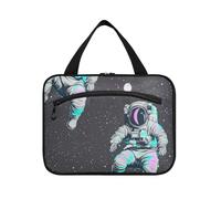 Borse cosmetiche da viaggio da appendere con astronauta viola verde fluorescente per le donne con gancio, organizzatore di articoli da toeletta alla moda per le signore kit de para Mujer L