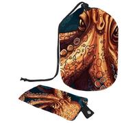 Borse cosmetiche da viaggio Secchio Borsa per il trucco, Cool Pop Art Sea Octopus Donne Custodie pieghevoli portatili, Multifunzionale Toilette Secchio Borse Rotondo Organizer Storage, Cool Pop Art