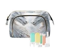 Borse cosmetiche di grande capacità del drago bianco della borsa di trucco di viaggio due per le, Multicolore, Taglia unica, casual