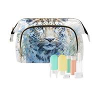 Borse cosmetiche di grande capacità del leopardo feroce dell'acquerello della borsa di trucco di viaggio per le donne, Multicolore, Taglia unica, casual