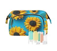 Borse cosmetiche di grande capacità del modello di girasoli del lavoro manuale della borsa di trucco di viaggio per, Multicolore, Taglia unica, casual