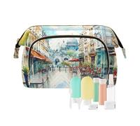 Borse cosmetiche di grande capacità del paesaggio della strada della città della borsa di trucco di viaggio, Multicolore, Taglia unica, casual